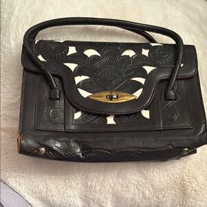 Black and White Leather Handbag